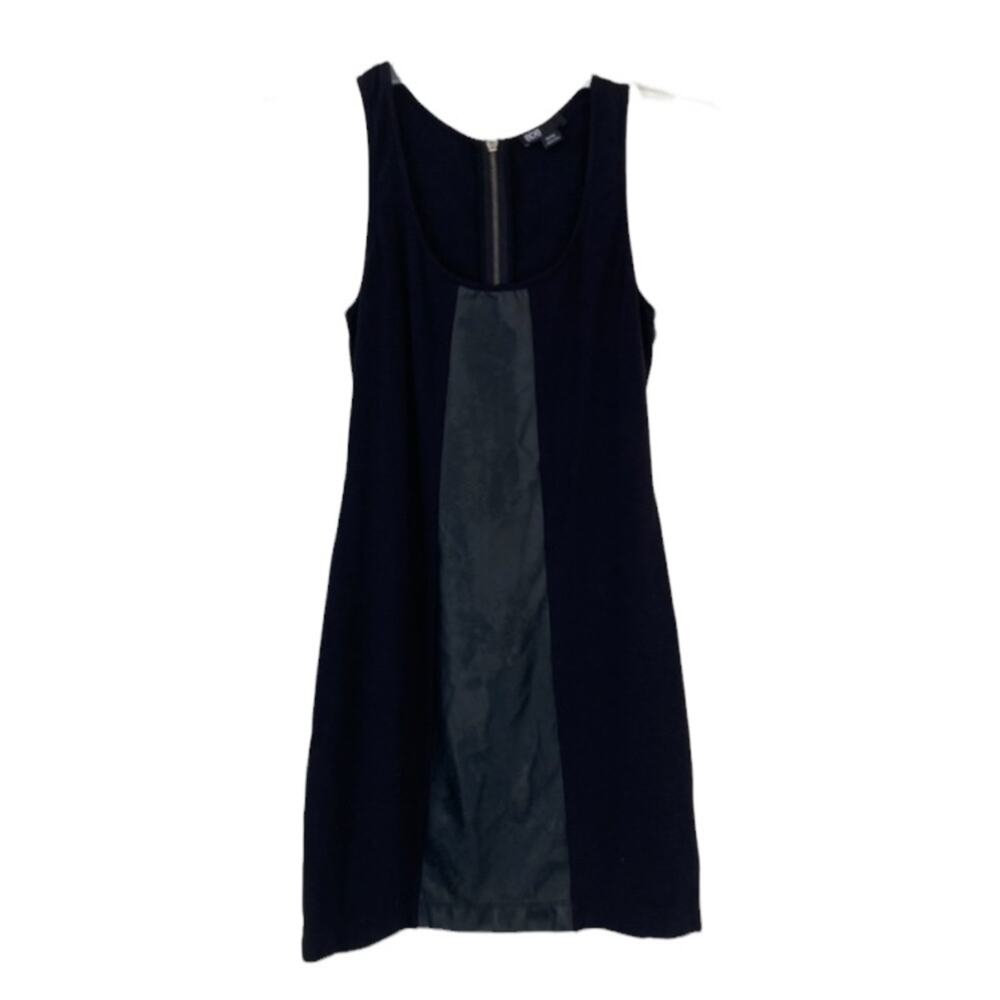 BDB David Bitton Black Sleeveless Dress Faux Leather Detail Sz M